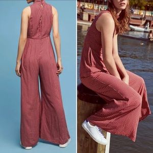 Maeve Anthropologie mock high neck low cut jumpsuit farida wide leg size 4